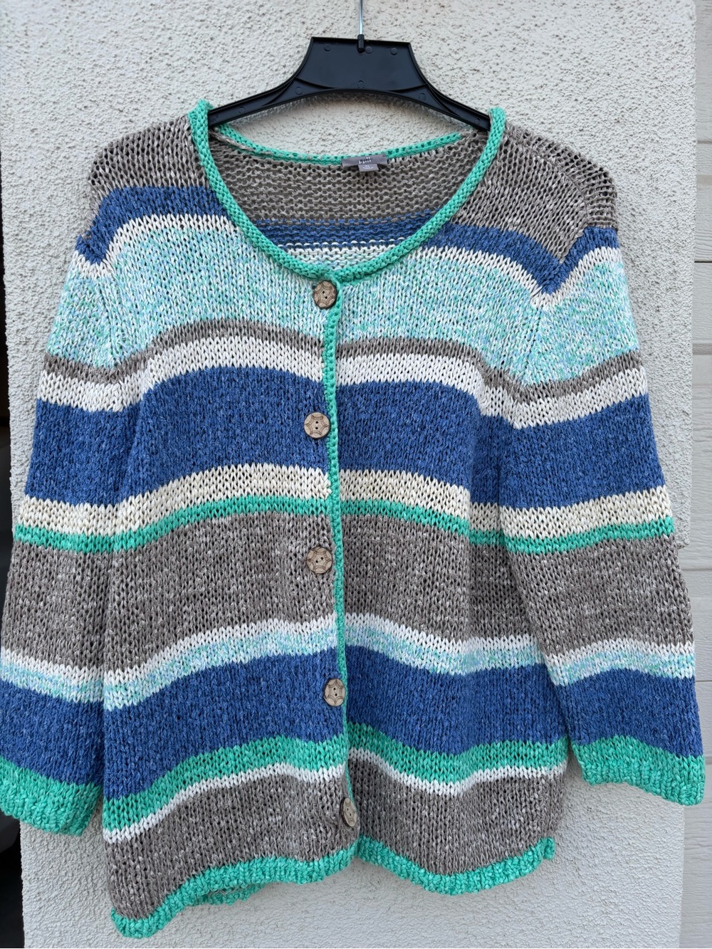 JJill  Knit Cardigan Sweater in Blue, Gray & Teal
